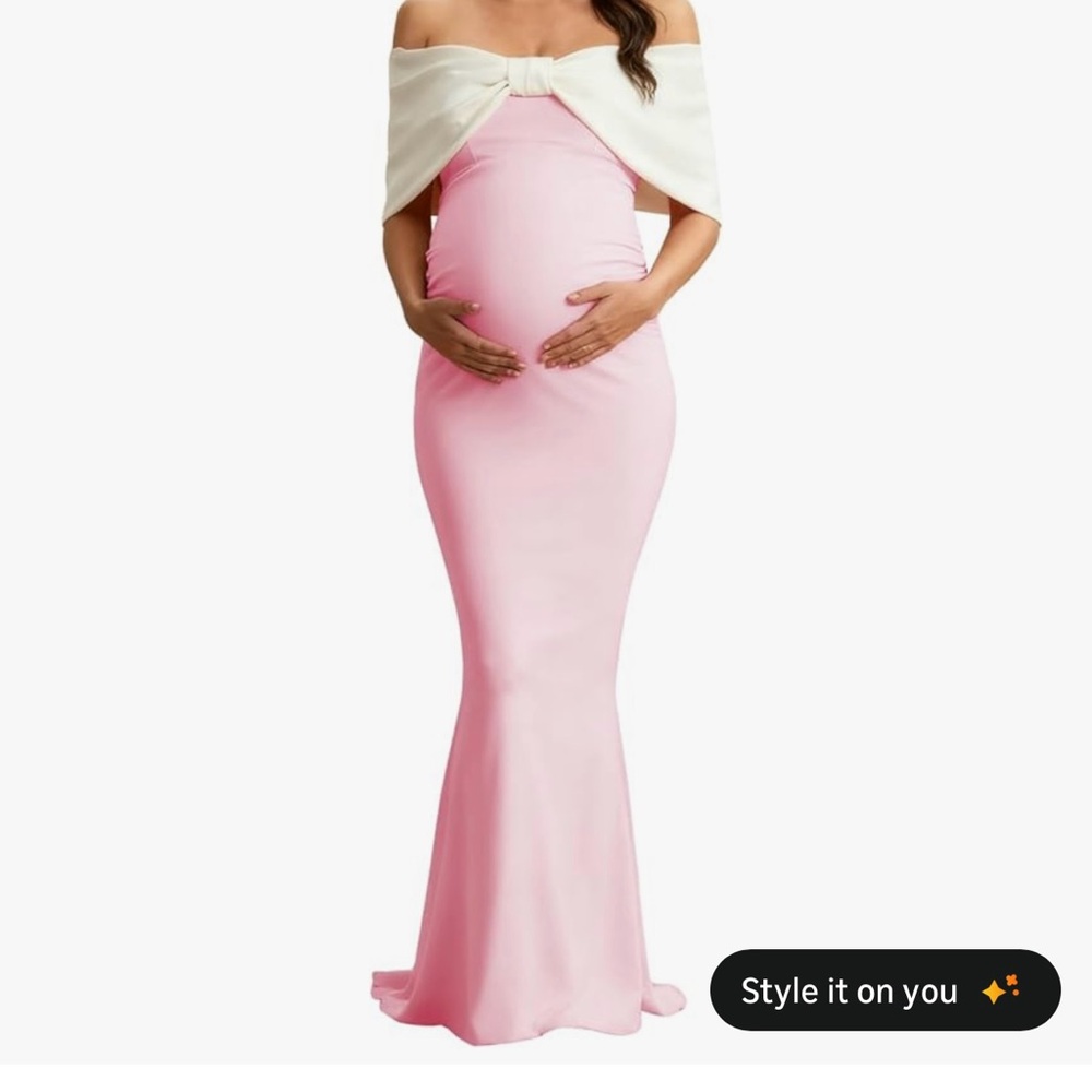 Chic Strapless Pink Gown with Cream Shawl